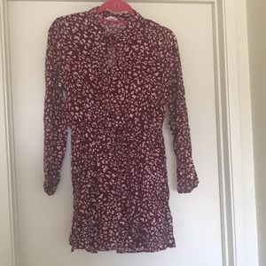 Red floral long sleeved dress